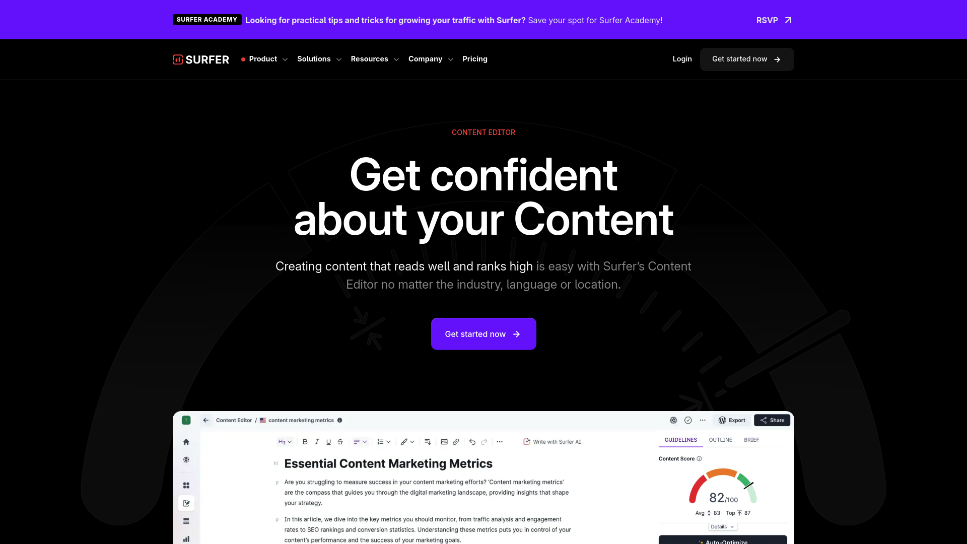 Surfer SEO Content Editor